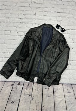 Vintage Black Leather Jacket Size L