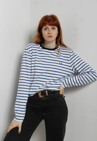 VINTAGE FRED PERRY STRIPED SWEATSHIRT BLUE