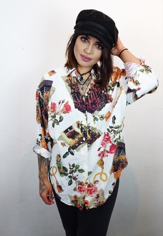 FUNKY GARDEN ABSTRACT PRINT LONG SLEEVED VINTAGE SHIRT