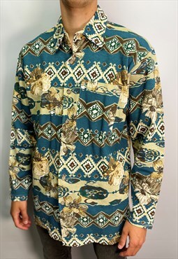 Vintage 90s Patterned Shirt (XL)