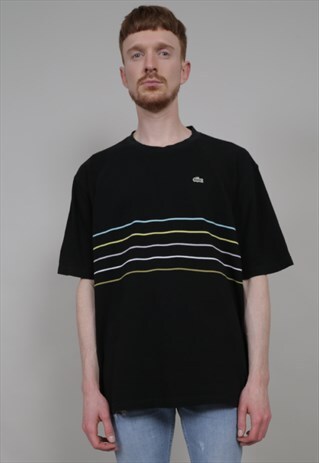 VINTAGE 90'S LACOSTE STRIPED BLACK T-SHIRT