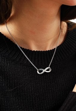Infinity Chain Necklace Women Sterling Silver Necklace