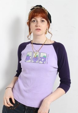 Vintage Y2K Little Miss Naughty Print T-Shirt Purple