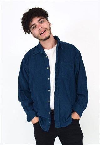 VINTAGE 90'S TEAL CORDUROY LONG SLEEVE SHIRT