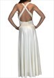 WHITE BALL GOWN WEDDING PROM OPEN BACK DRESS
