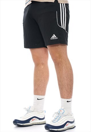 VINTAGE ADIDAS BLACK SPORTS LOGO SHORTS MENS