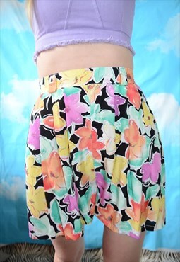 Vintage 90's Floral Print Summer Culottes Shorts