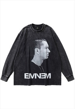 Slim Shady t-shirt vintage wash top Eminem print long tee
