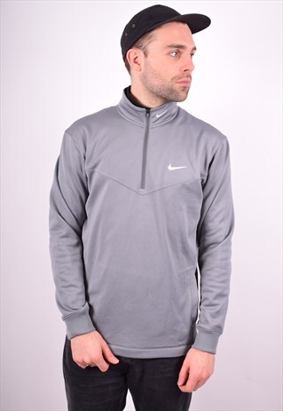 NIKE MENS VINTAGE PULLOVER TRACKSUIT TOP MEDIUM GREY 90'S