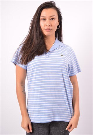 VINTAGE LACOSTE POLO SHIRT STRIPES BLUE