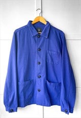 60s French Bugatti Blue Cotton Chore Workwear Jacket 
