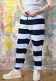 BLUE N PALE BLUE STRIPED TEXTURED PIQUE JOGGERS