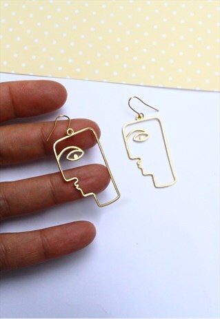FACE EARRINGS GOLD PLATED