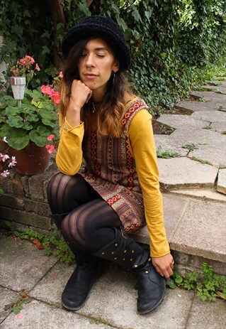 FAIRTRADE BURGUNDY MUSTARD DUNGAREE / OVERALL DRESS