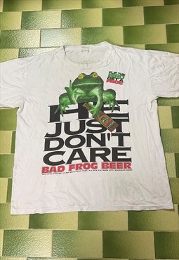 Vintage 90s Bad Frog Beer T-Shirt Double Sided Print