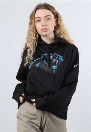 VINTAGE NIKE SMALL BLACK PRINTED NFL HOODIE