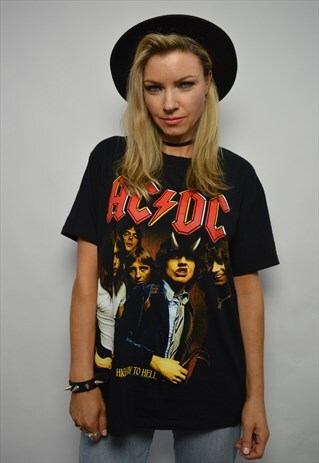 VINTAGE 80S AC/DC HIGHWAY TO HELL BLACK ROCK T-SHIRT TEE