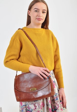 VINTAGE 80S REAL LEATHER SHOULDER BAG
