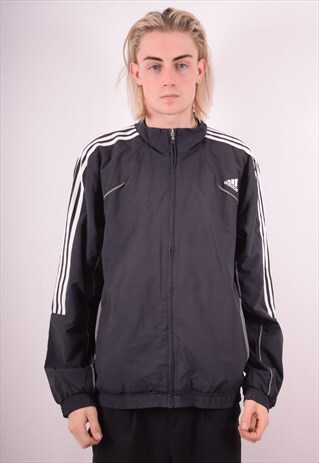 ADIDAS MENS VINTAGE TRACKSUIT TOP JACKET LARGE GREY 90S