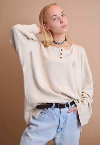 90'S RETRO OVERSIZED SLOUCHY NORMCORE NEUTRAL JUMPER TOP