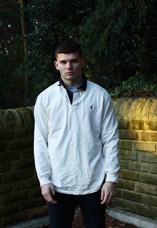 VINTAGE WHITE RALPH LAUREN RUGBY SWEATSHIRT