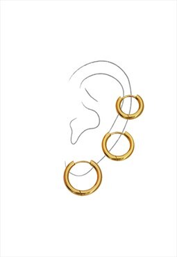 DUSK. 3 Piece Small Gold Hoop Earring Set
