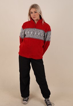 vintage aztec fleece sweater jumper size small
