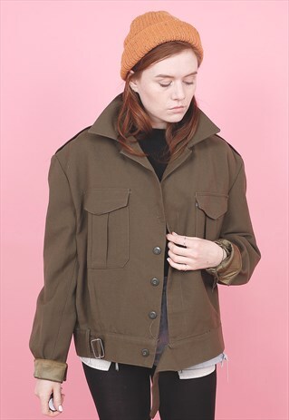 VINTAGE GREEN MILITARY JACKET /R11075