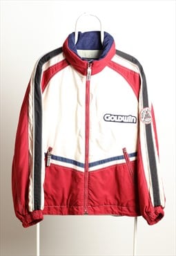 Goldwin Vintage Padded Logo Jacket Red White Size L