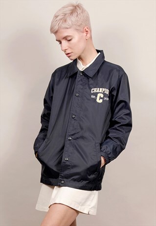 VINTAGE 90'S CHAMPION NAVY COLLARED SPORTS JACKET