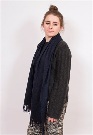 BURBERRY NAVY BLUE CASHMERE SCARF
