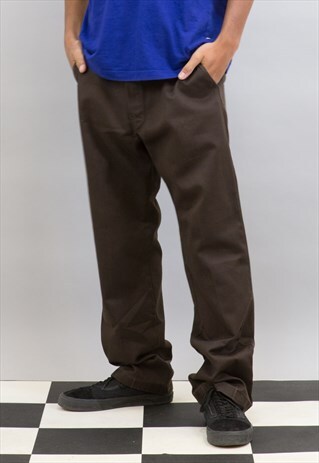 BROWN DICKIES SKATER TROUSERS