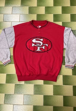 Vintage 90s NFL San Francisco 49ers Sweatshirt Two Buttons