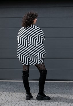 Black and White Avant Garde Neoprene Dress For Women