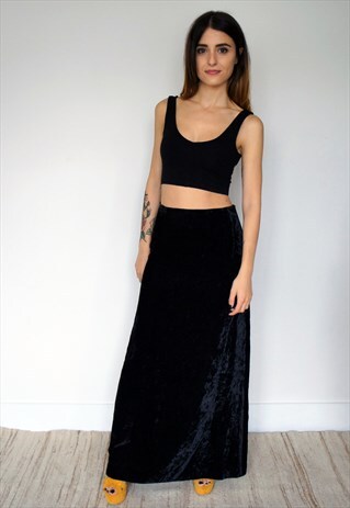 VINTAGE BLACK VELVET SKIRT