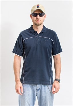 NIKE polo shirt Dri-Fit in blue short sleeve men M