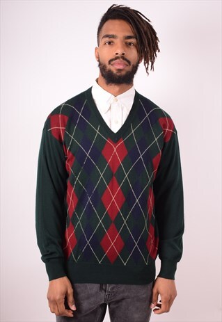 VALENTINO MENS VINTAGE JUMPER SWEATER LARGE GREEN 90S
