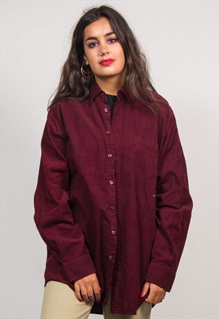 VINTAGE 90'S BURGUNDY OVERSIZE GRUNGE CORDUROY SHIRT