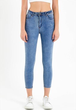 High Waisted Skinny Jeans in Blue
