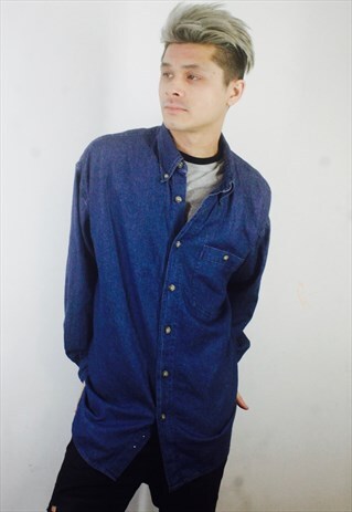 VINTAGE MENS BLUE DENIM SHIRT