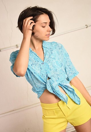 90'S RETRO SNAKE PRINT PARIS CHIC BLOUSE TOP