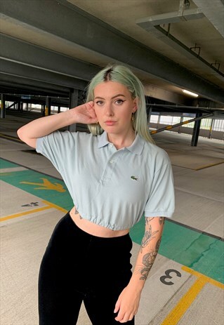 VINTAGE LACOSTE REWORKED CROPPED POLO TOP