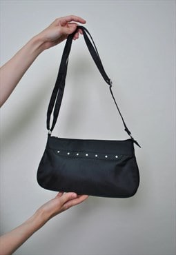 Minimalist shoulder bag, 90s vintage black mini bag