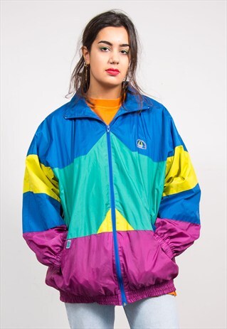 Vintage 90's Funky Colourblock Cagoule Jacket Coat | The Vintage Scene ...