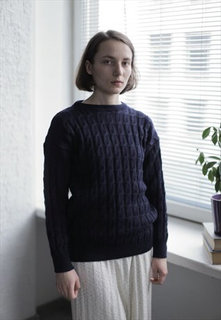 VINTAGE 90'S NAVY WOOL JUMPER