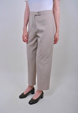 Vintage 90s cropped suit pants, beige casual pants