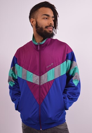 ADIDAS MENS VINTAGE TRACKSUIT TOP JACKET MEDIUM MULTI 90S