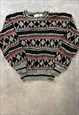 VINTAGE ABSTRACT KNITTED JUMPER PATTERNED GRANDAD SWEATER