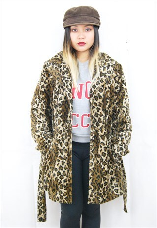 LEOPARD PRINT FAUX FUR COAT (1990'S)