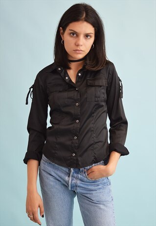 Y2K RETRO GRUNGE SHIMMER KITSCH PETITE SHIRT TOP